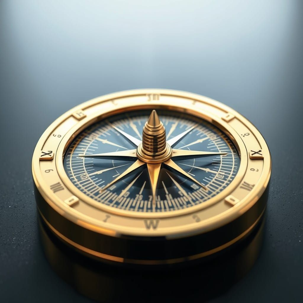 Luxurious Sci-Fi Compass in Golden Holographic Metal
