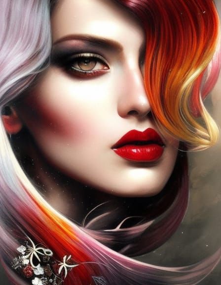 Neovictorian Japanese Beauty with Tattoos and Zentangle