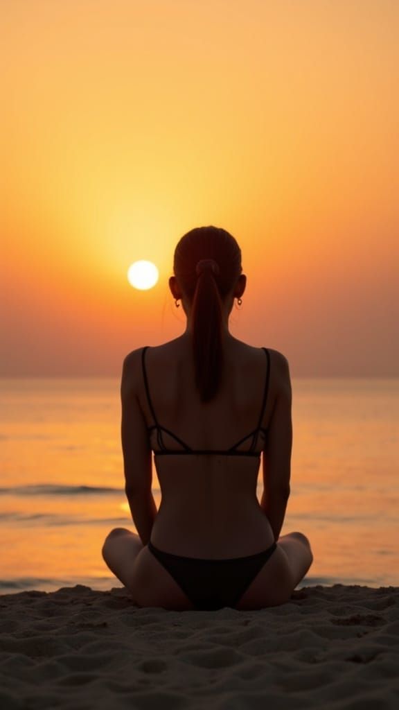 Sunrise Beach Portrait in Hyperrealism Style