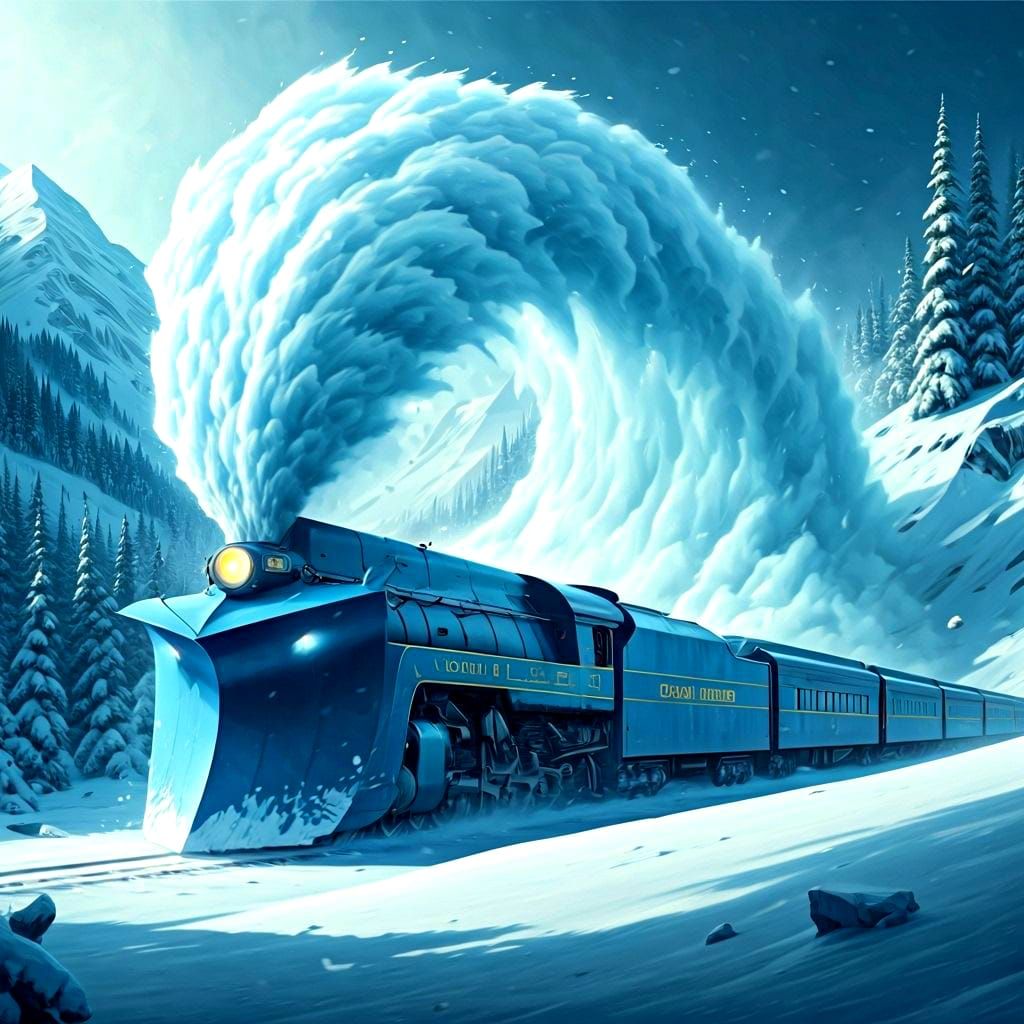 Great Northern Train Rotary Snowplow Clearing Massive Snow D...