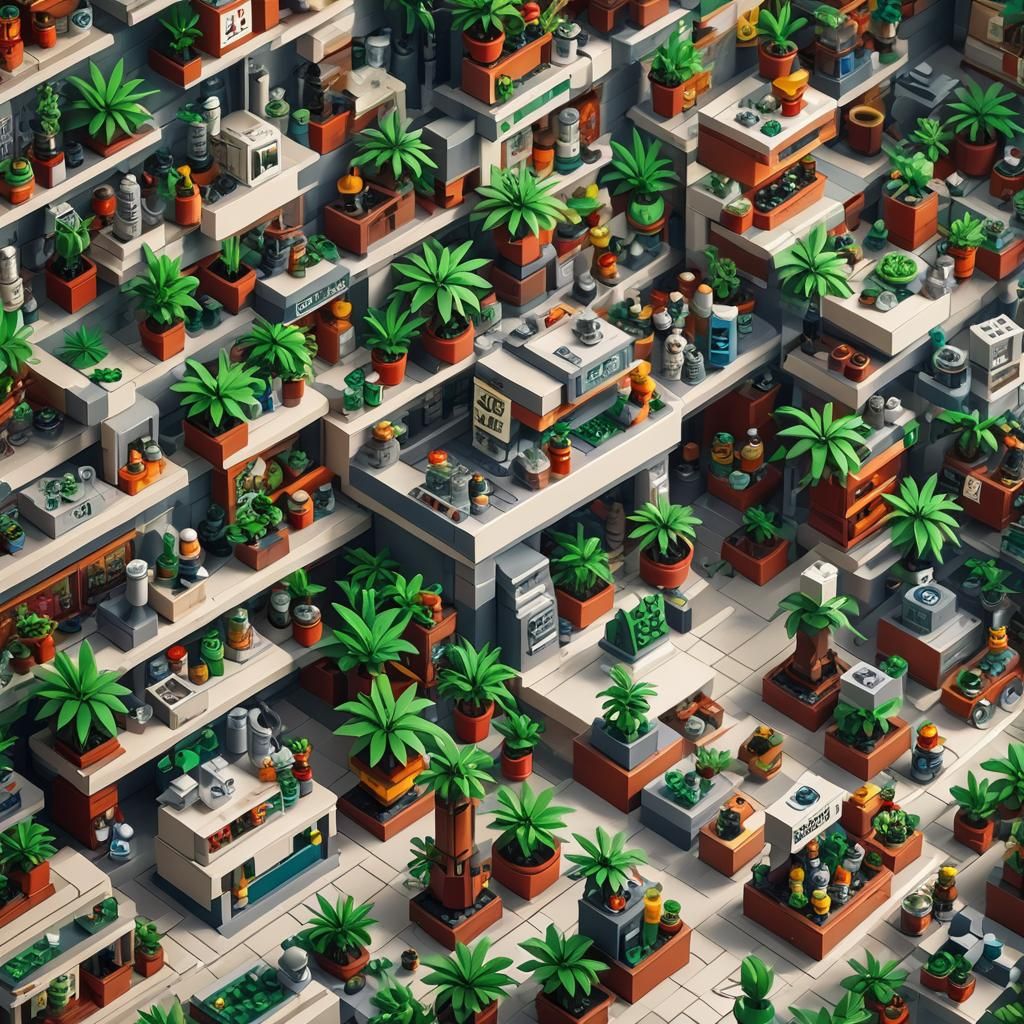 Lego Marijuana Shop with Wight, Cel-Shaded Anime Style