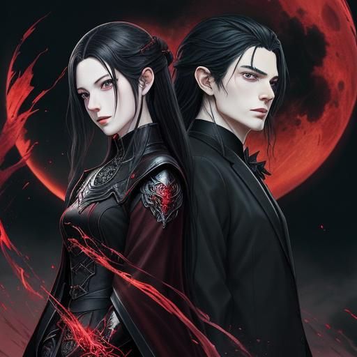 Elegant Vampire in Dark Fantasy Manga Style