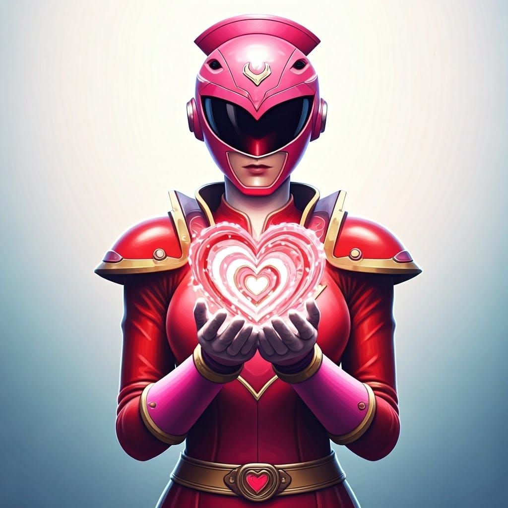 Red and Pink Power Ranger with Heart Orb