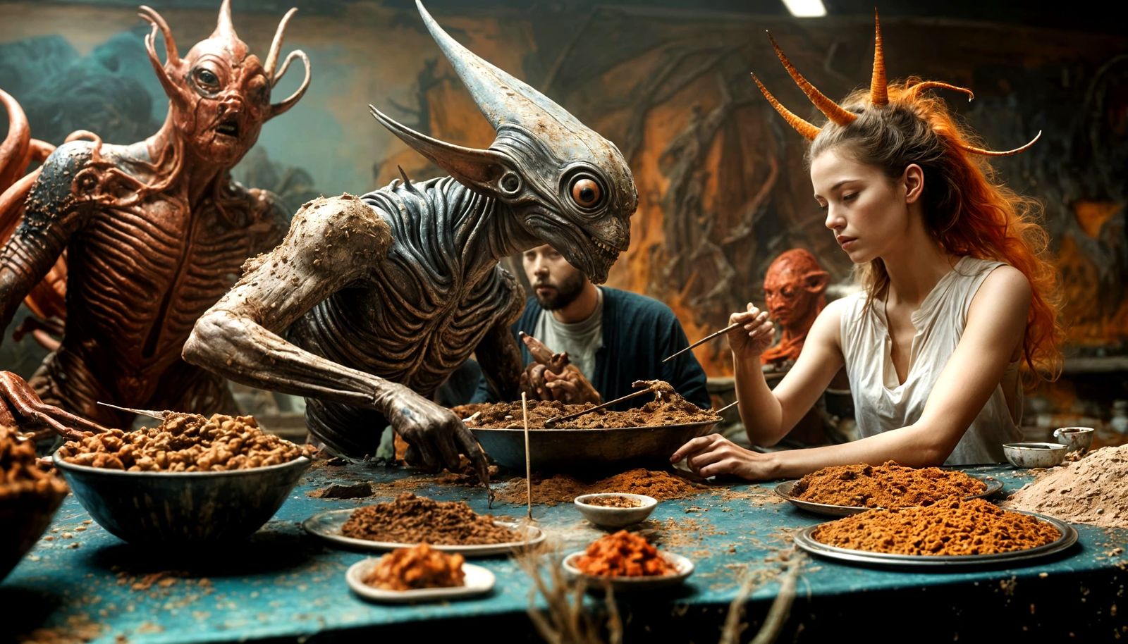 Abstract Alien Portrait in Bizarre Landscape