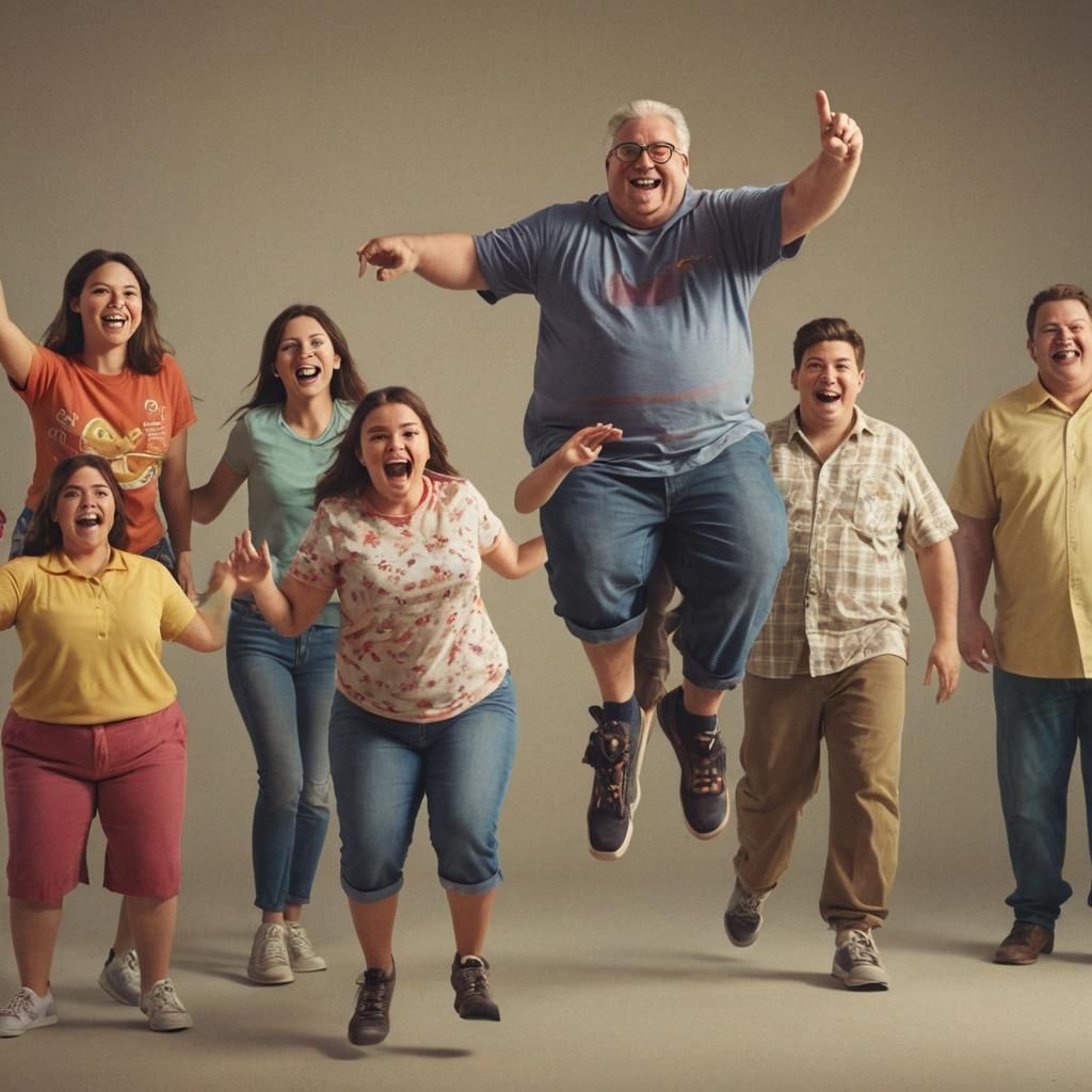 Teenager Photobombs Overweight Men: Pixar-Inspired 3D Art