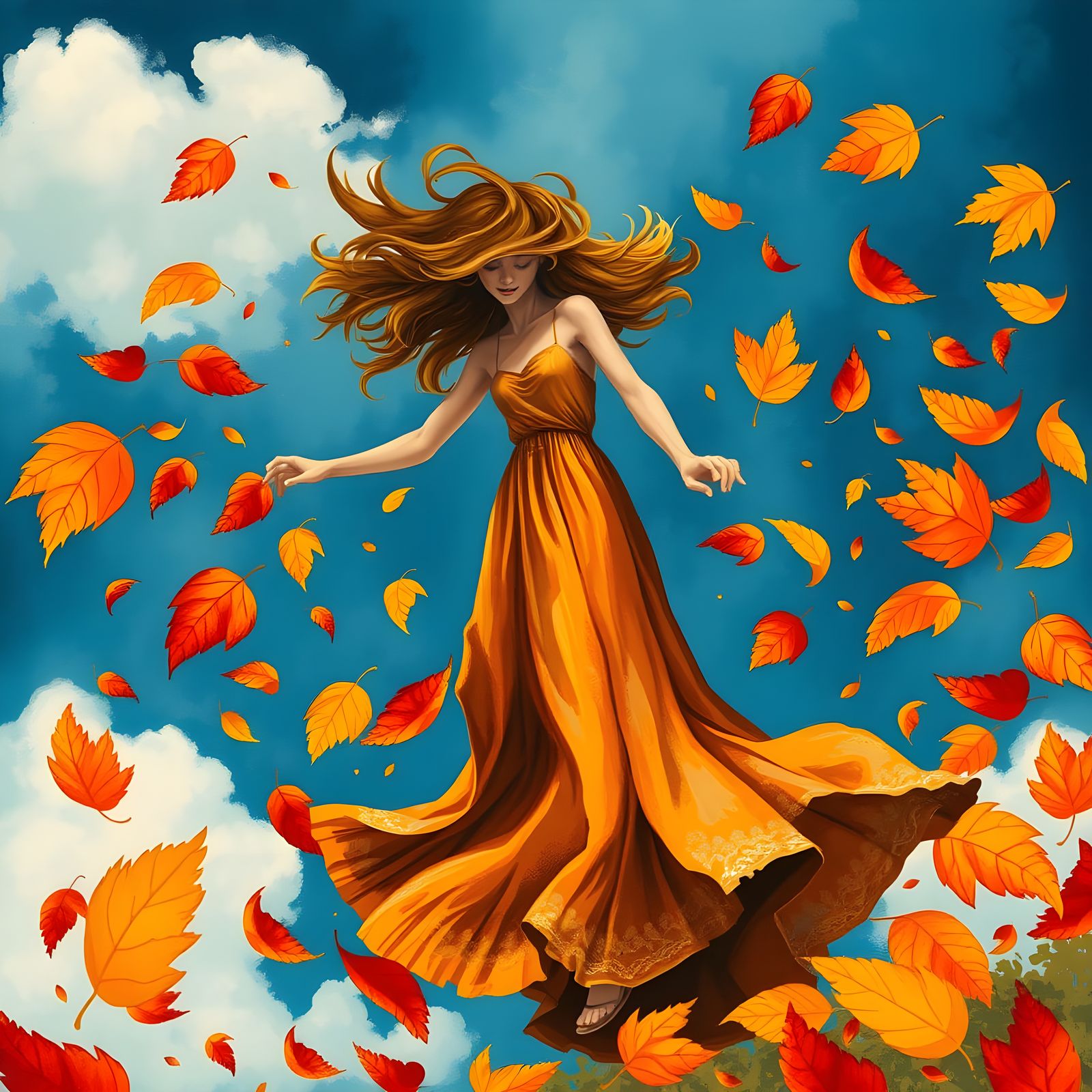 Autumn Leaves Dance: Textured Motion in the Breeze