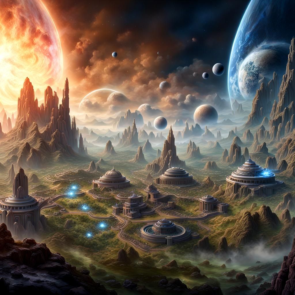 Cosmic Settlers of Etherium in Hyperrealistic Style