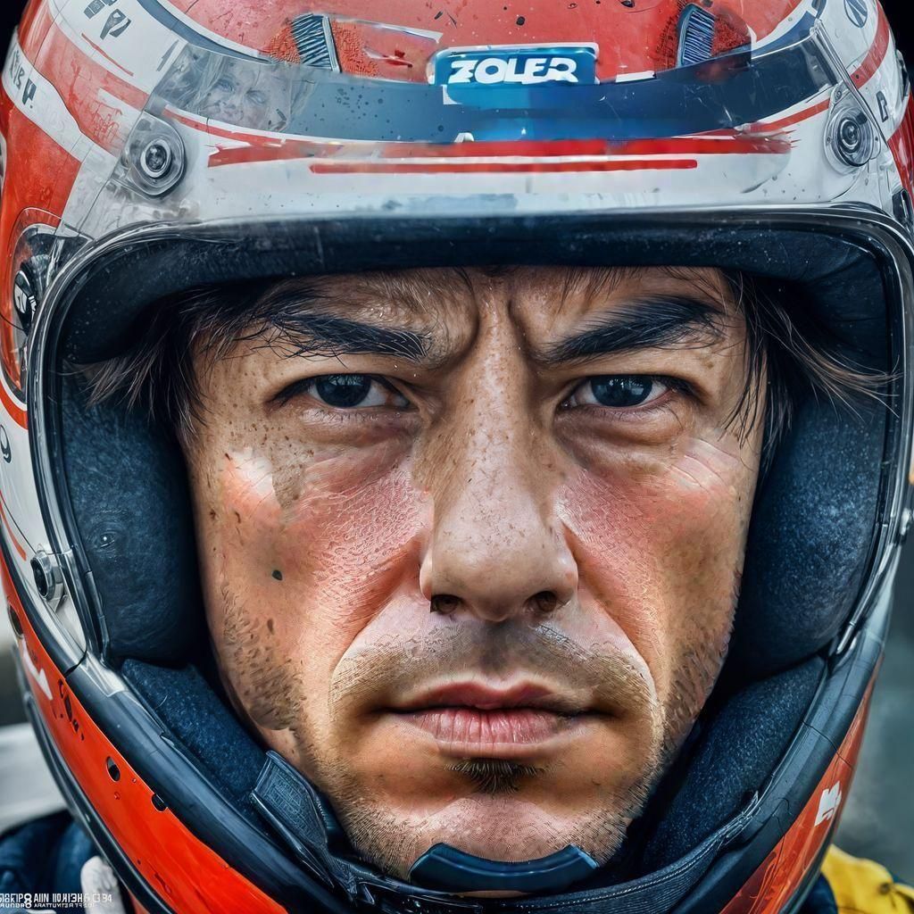 Hyperrealistic Portrait of Race Car Driver