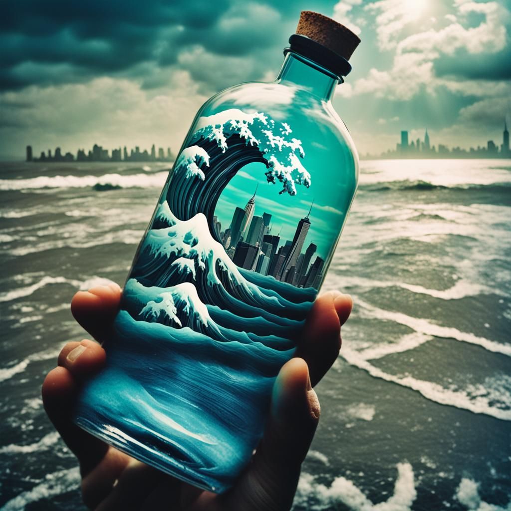 New York Skyline in a Bottle: Cinematic Still