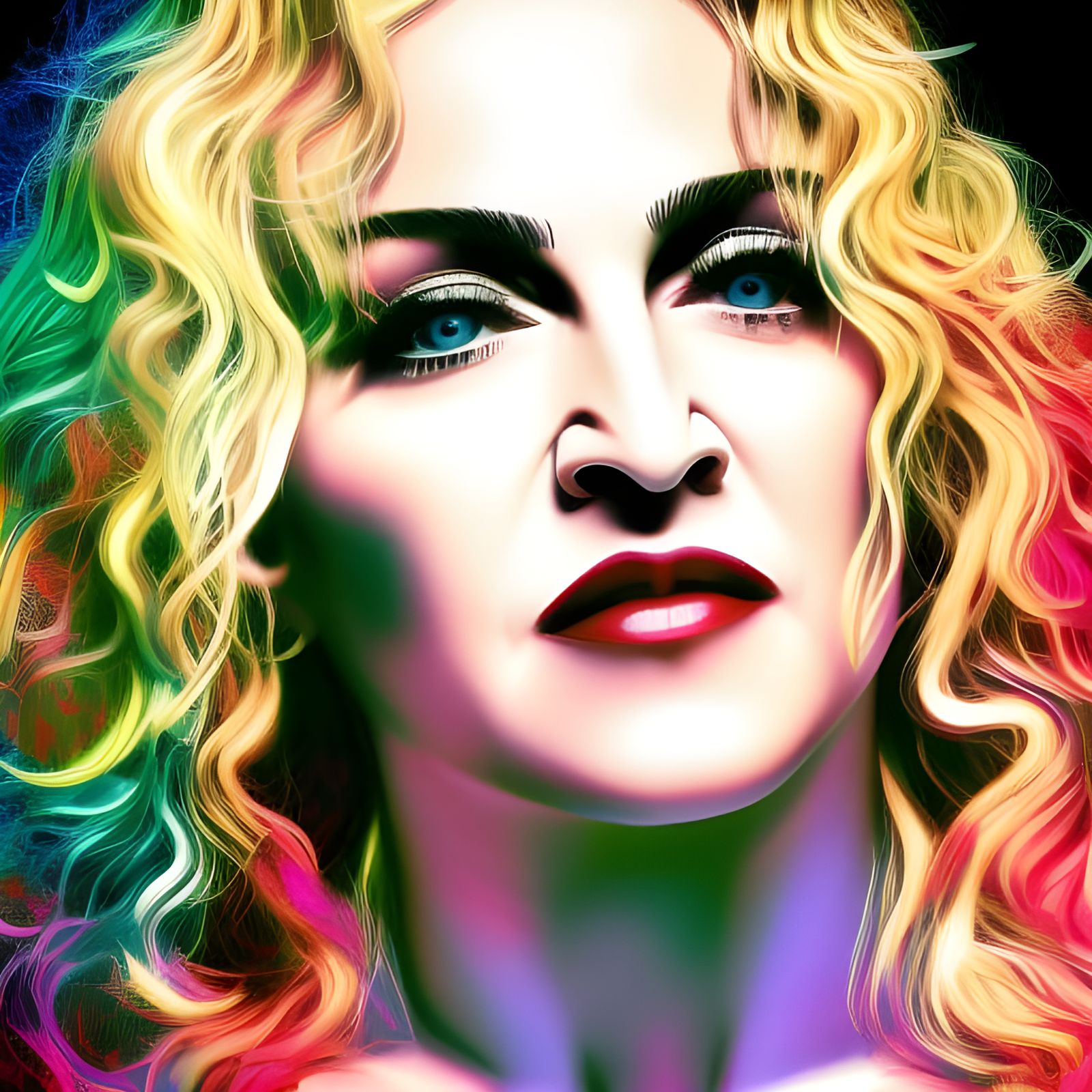 Hyperrealistic Portrait of Madonna in Splash Art Style