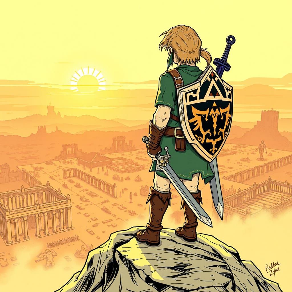 Heroic Link Stands Vigilant in Ruined Hyrule