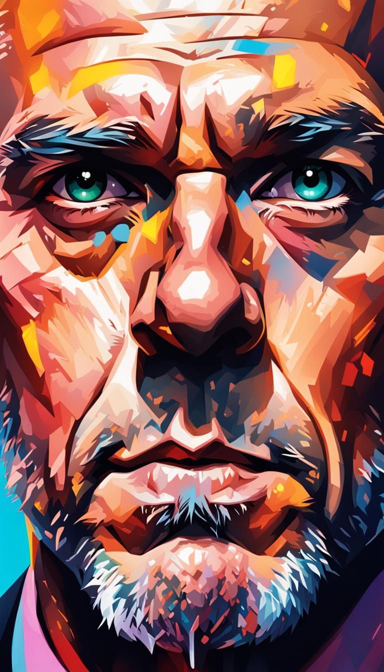 Hyperrealistic Man Portrait with Colorful Background