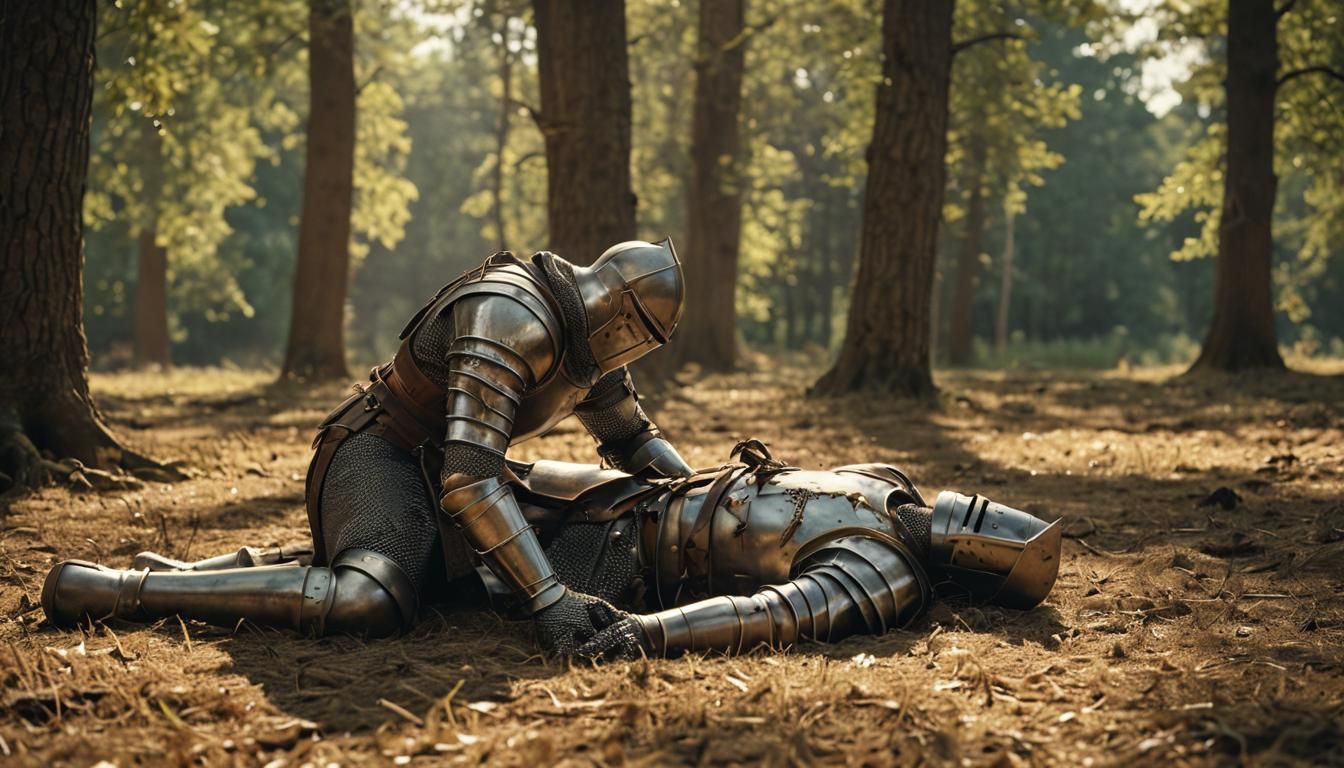 Heroic Knight in Field: Cinematic Film Still