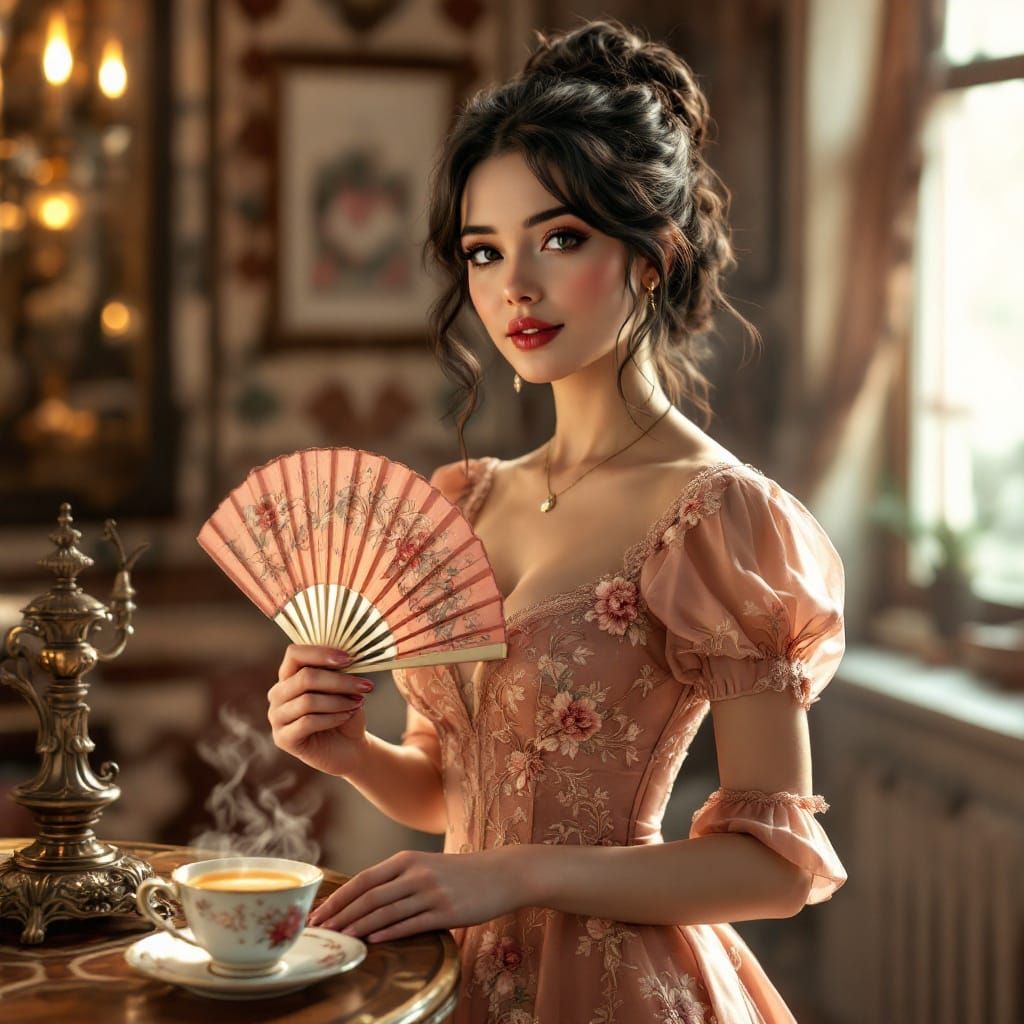 Vintage Rockabilly Goddess in Dusty Rose Elegance