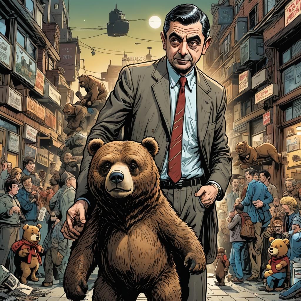 Mr. Bean and Teddy Bear Comic Art