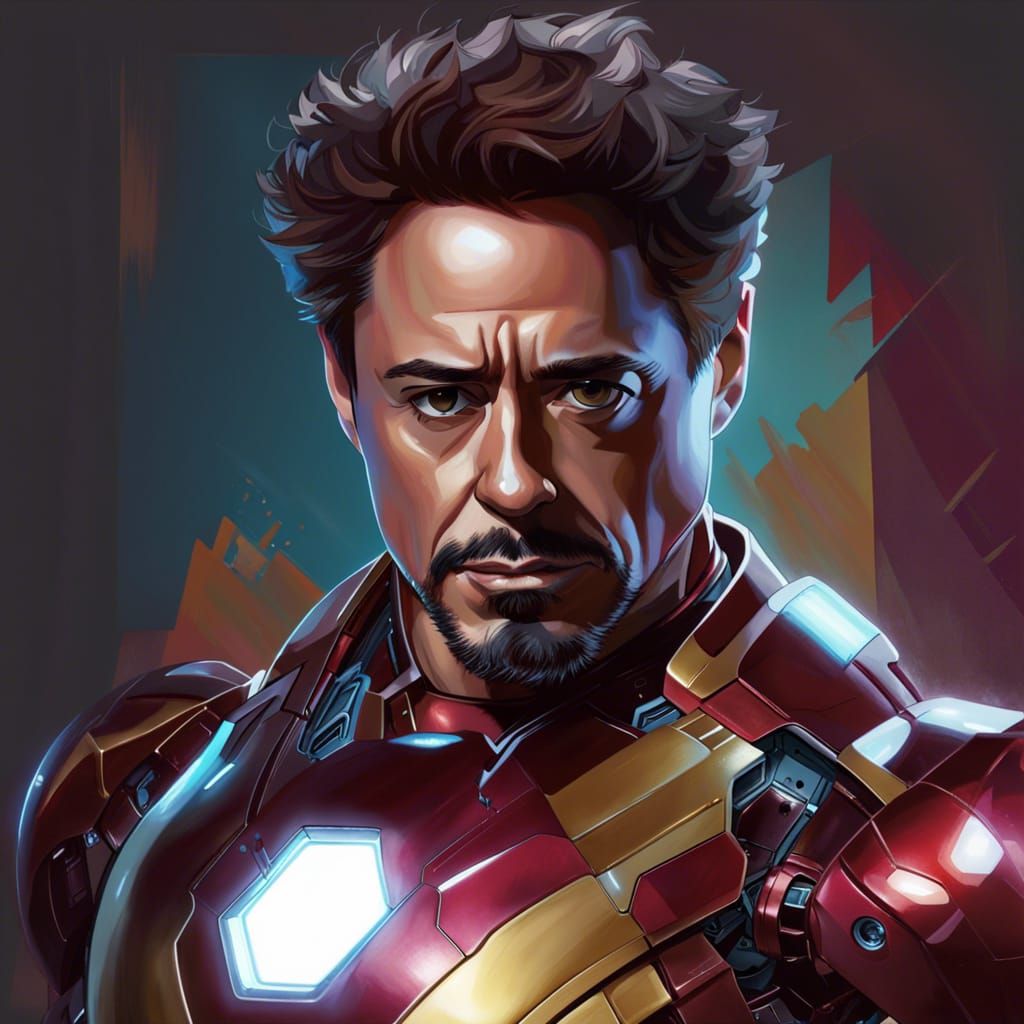 Iron Man Portrait in Hyperdetailed Digital Art Style