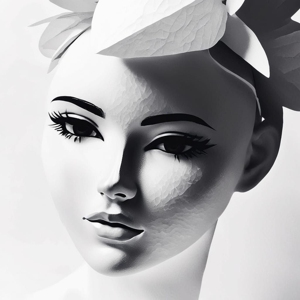 Vibrant Paper Diorama Portrait of a Lady in Neon Color