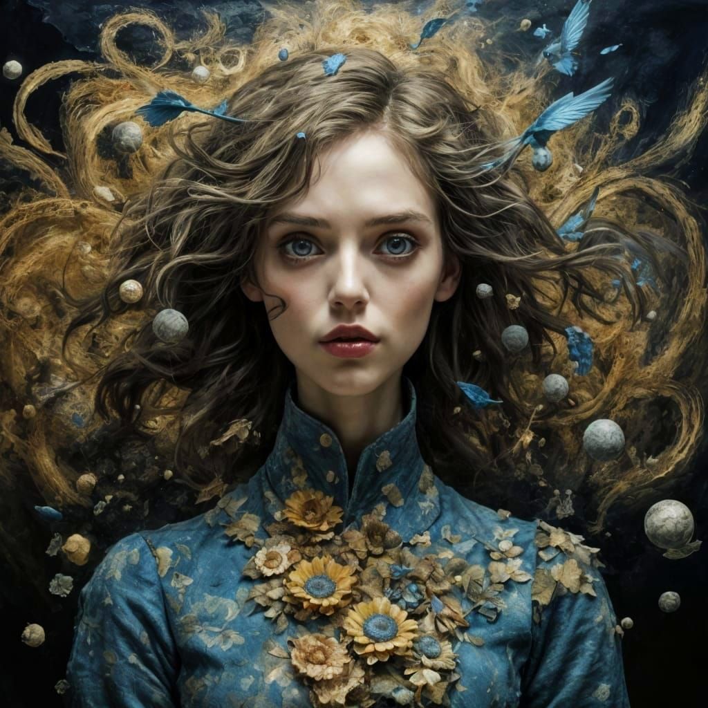 Bittersweet Victory: A Mixed Media Female Portrait