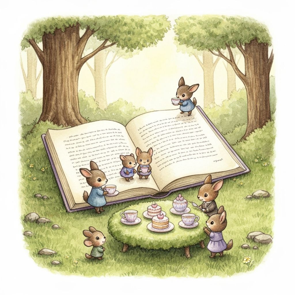 Woodland Creatures Secret Tea Party in Giant Book