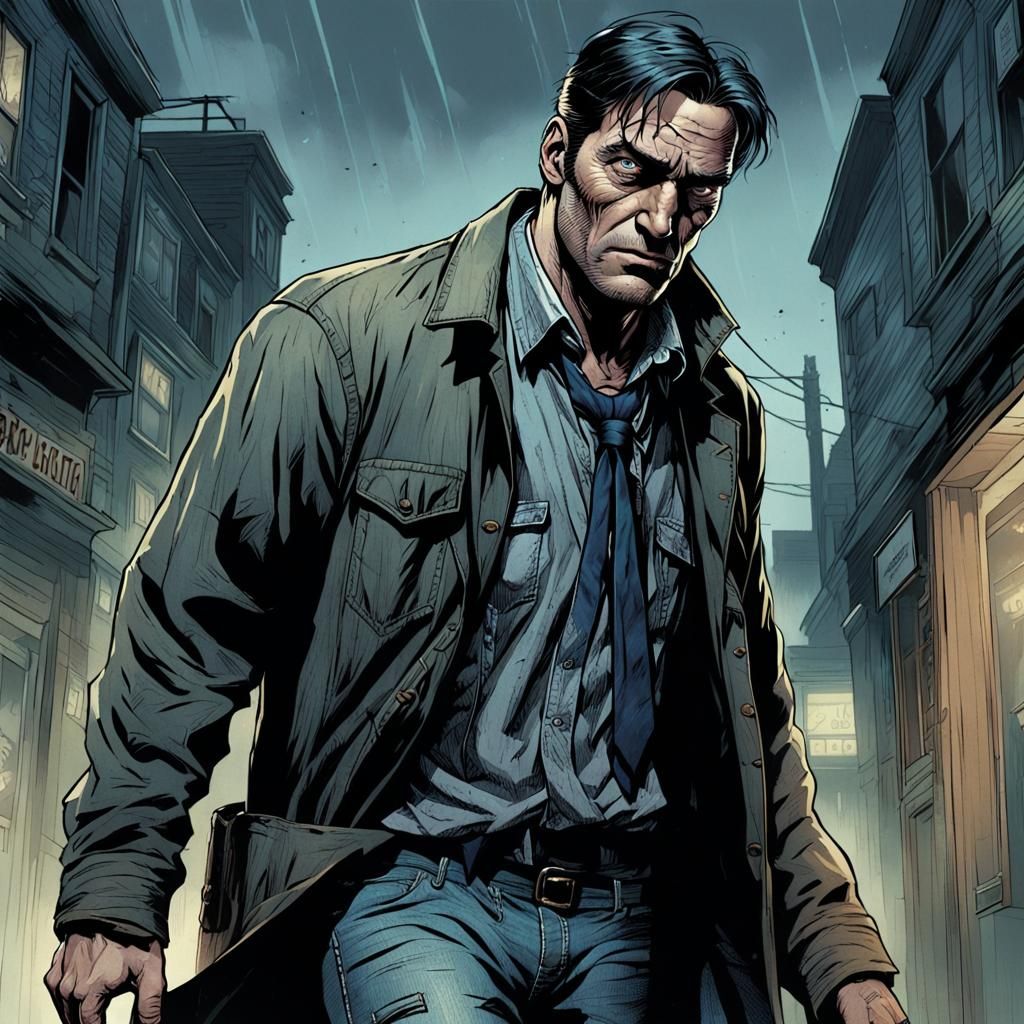 Brooding Man with Supernatural Aura in Comic Book Art