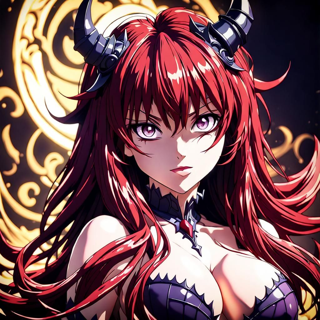 Rias Gremory: Hyperdetailed Dark Fantasy Devil