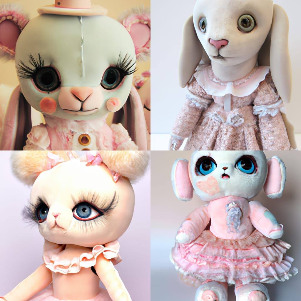 Pastel Plush Figure in Pop Surrealist Style