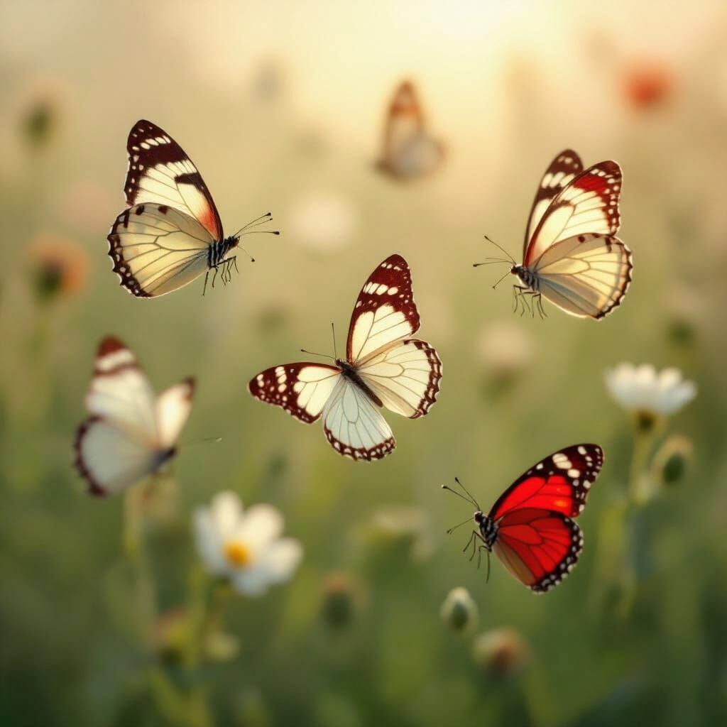 Butterflies Dance in a Sunlit Spring Meadow