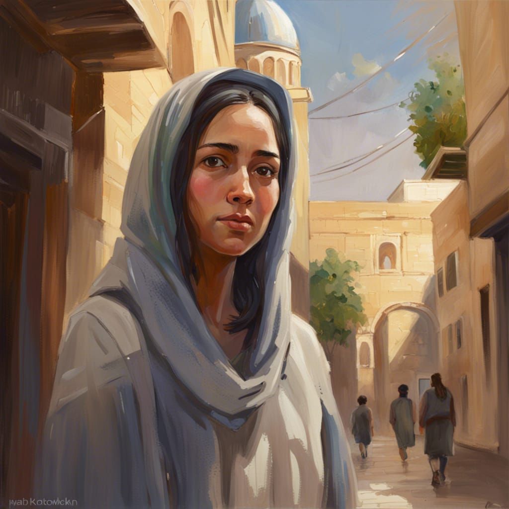 Jerusalem Portrait of Jesus in Oil Painting Style