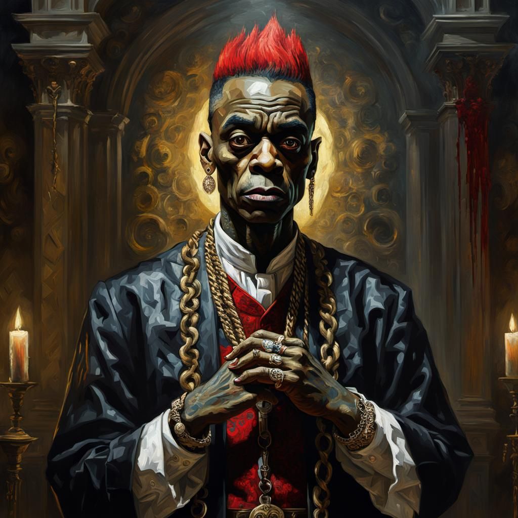 Disturbing Gothic Figure in Expressionist Impasto Style