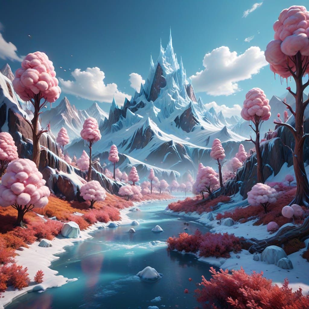 Ice Cream Mountain Fantasy Landscape