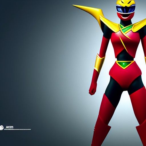 Sarah Thompson as Power Ranger in 3D Digital Art