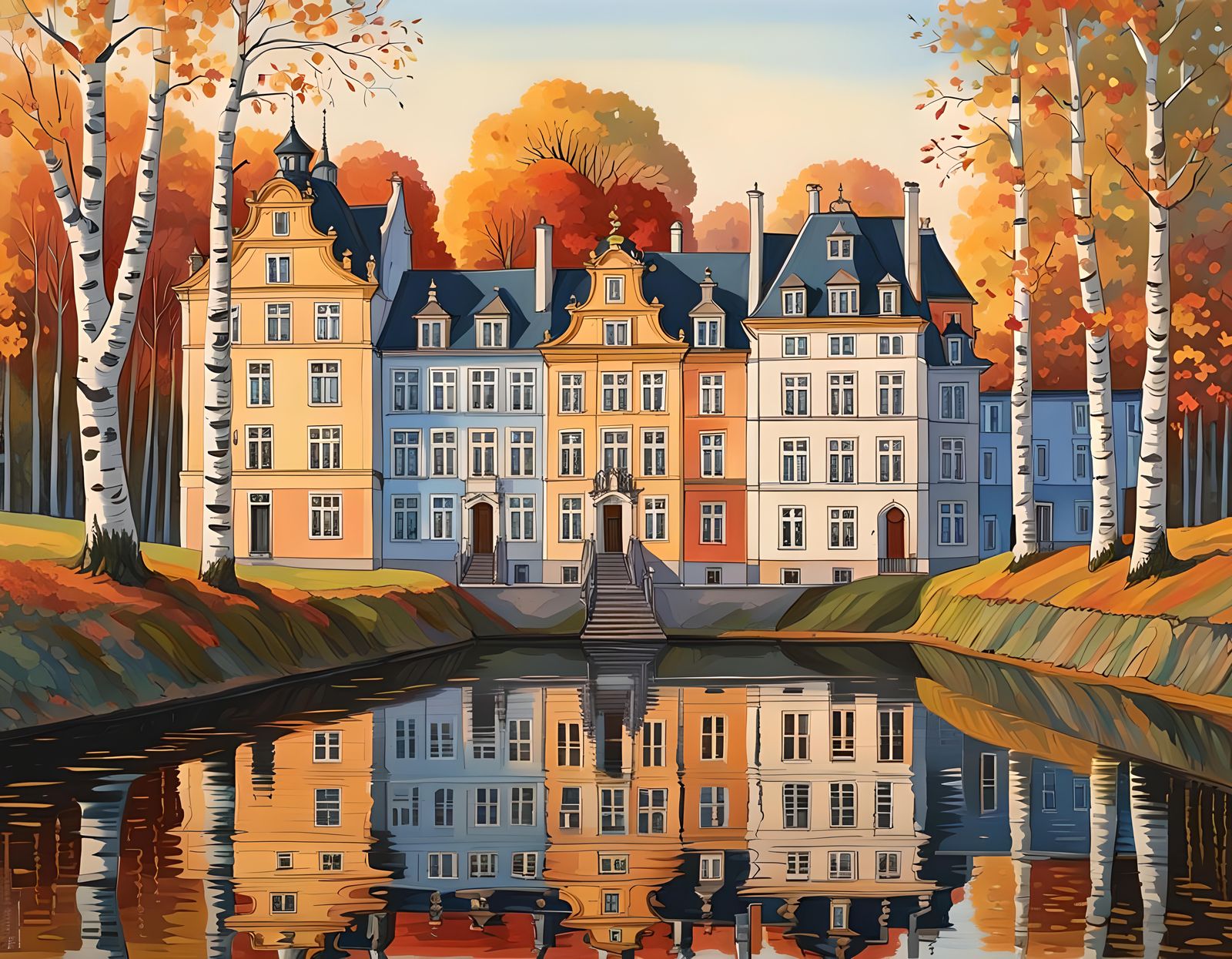 Colorful Palaces and Autumn Trees in Germany