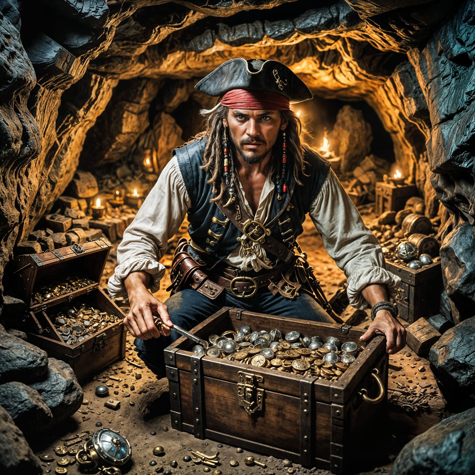 Pirate's Treasure Chest Discovery in Cave