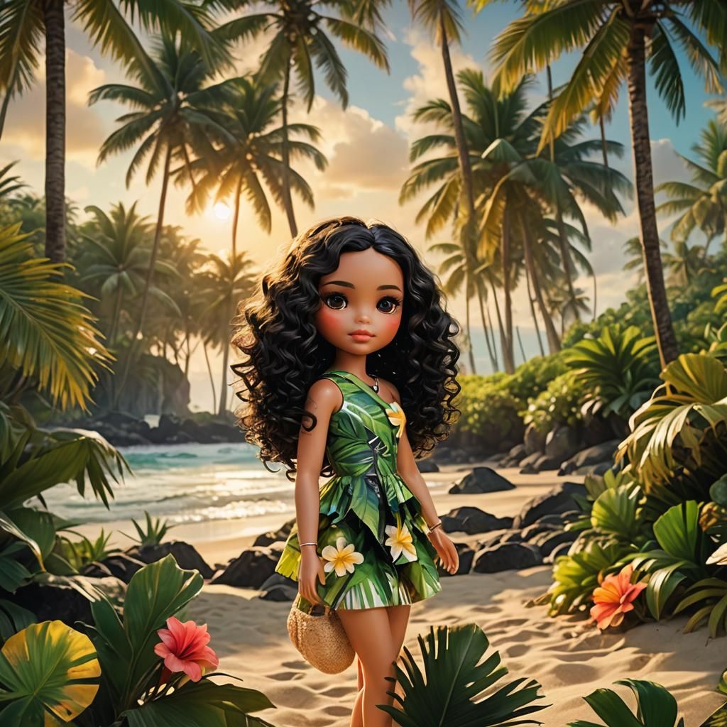 Tropical Blythe Doll in Fantasy Concept Art