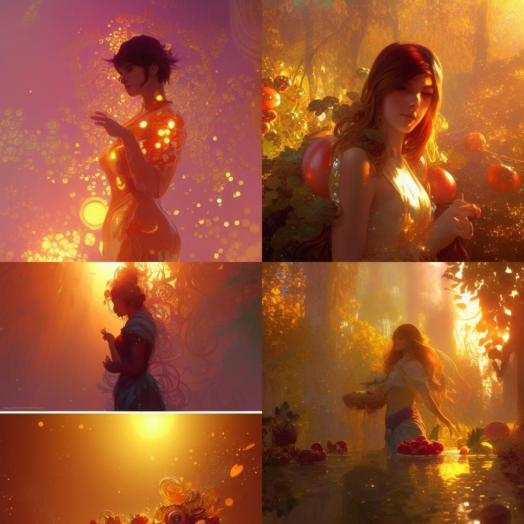 Golden Glittering Fruit in Sunlight