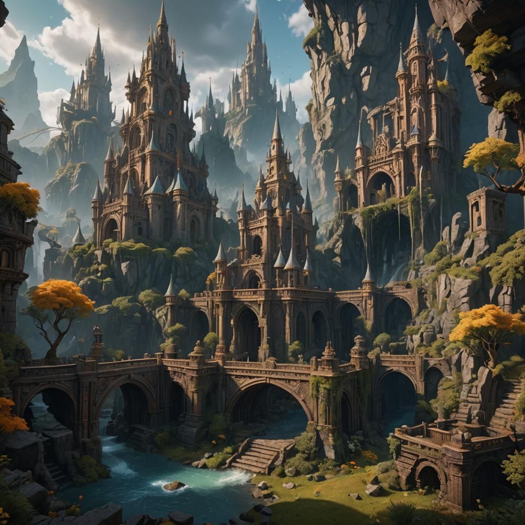 Fantastical Album Cover Art in Detailed Matte Painting