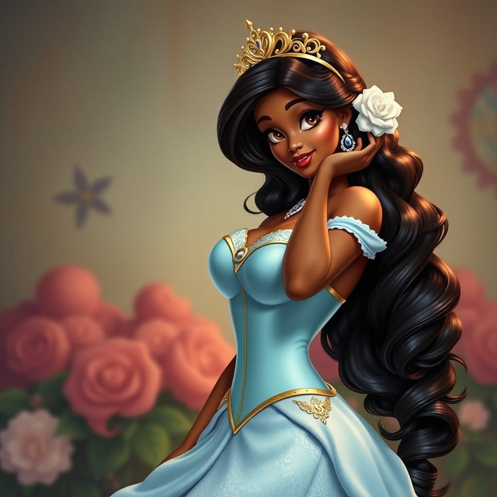 Disney Princess in Hyperrealistic Pin-Up Style