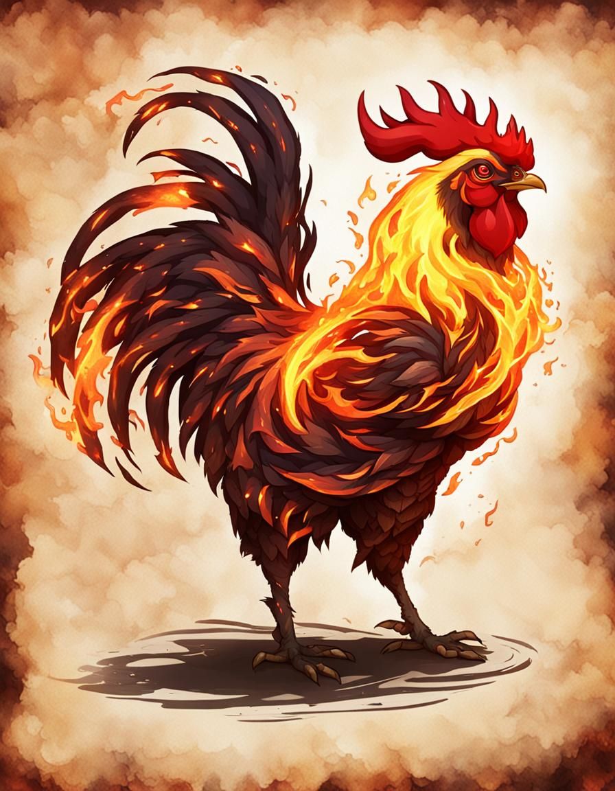 Fiery Rooster: A Fire Elemental Illustration