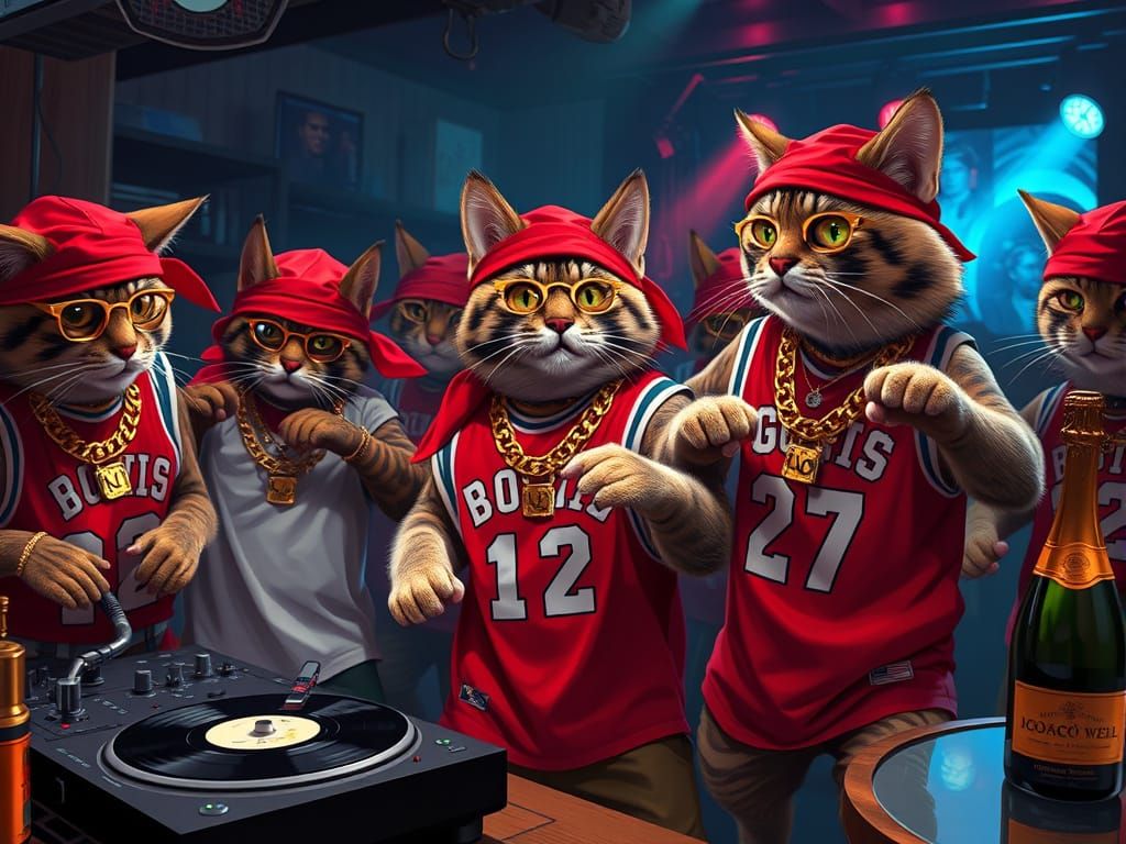 Cats Party in 2000s Hip-Hop Nightclub Style