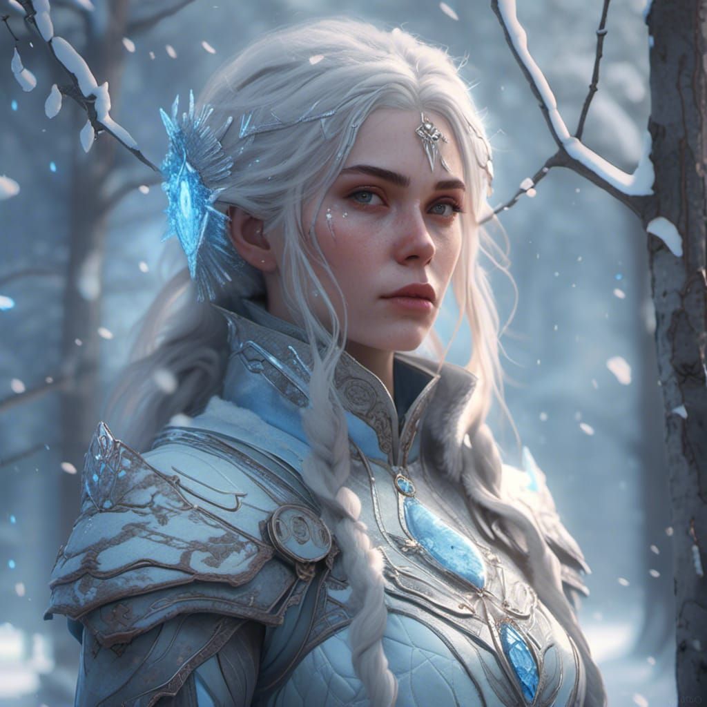 Icy Slavic Woman in Detailed Digital Portrait