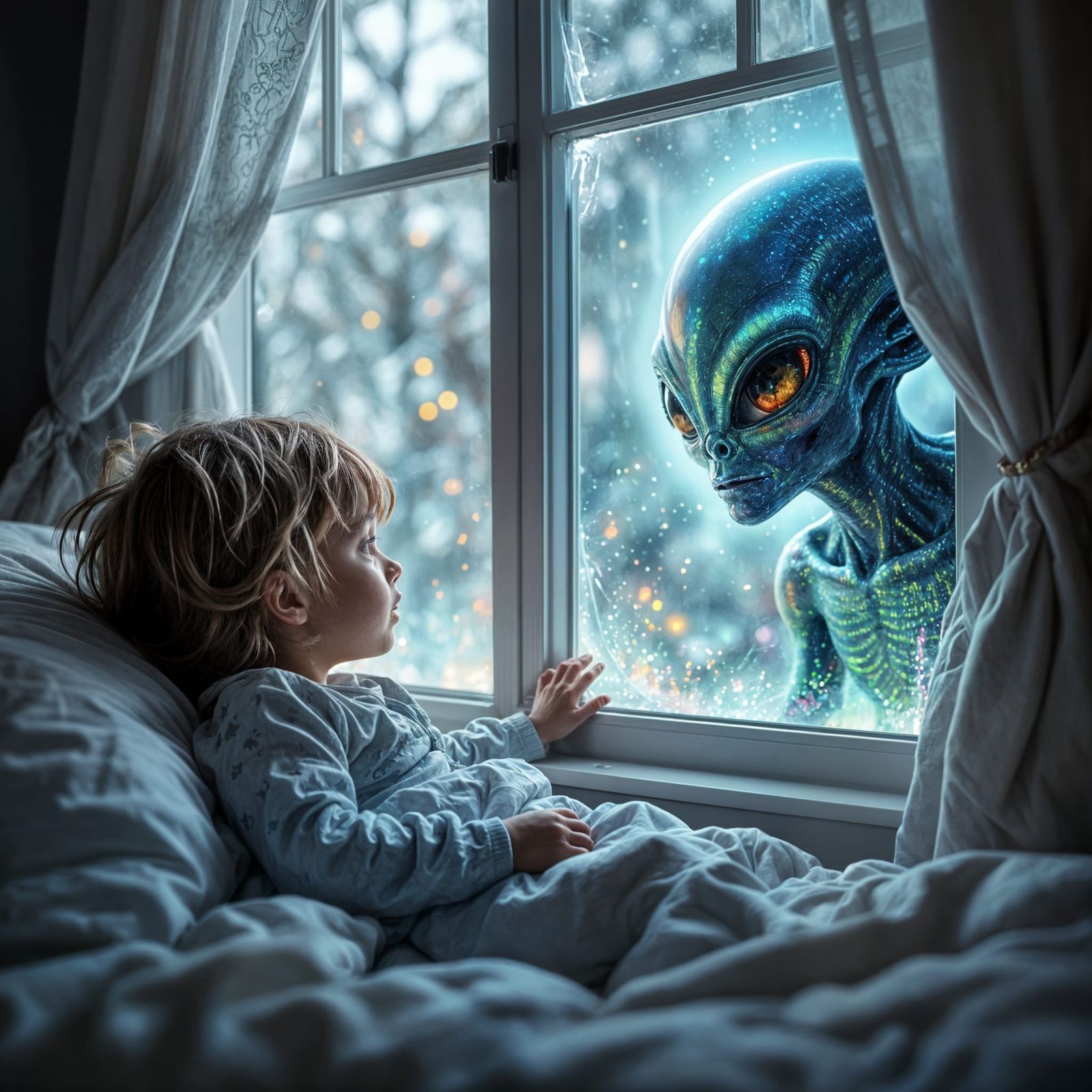 Ominous Alien Encounter at Child's Window