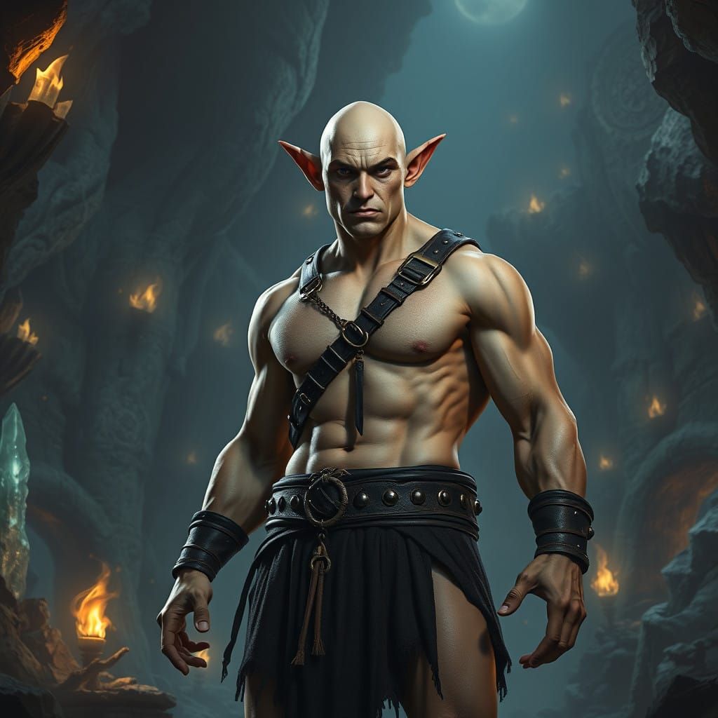 Mystical Goblin Hero in Ancient Cavern