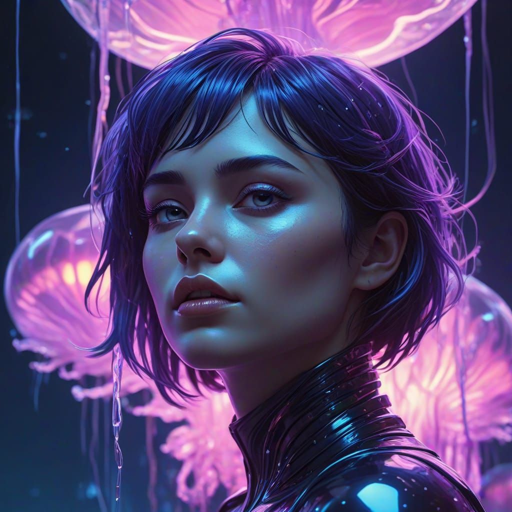 Cyberpunk Goddess in Neon Dreamscape