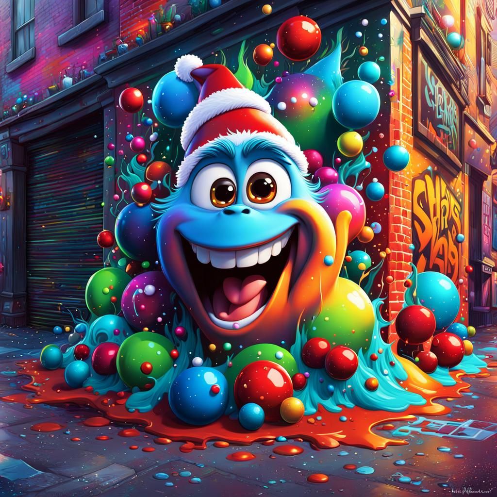 Horrible Xmas Graffiti Art in Polychromatic 3D