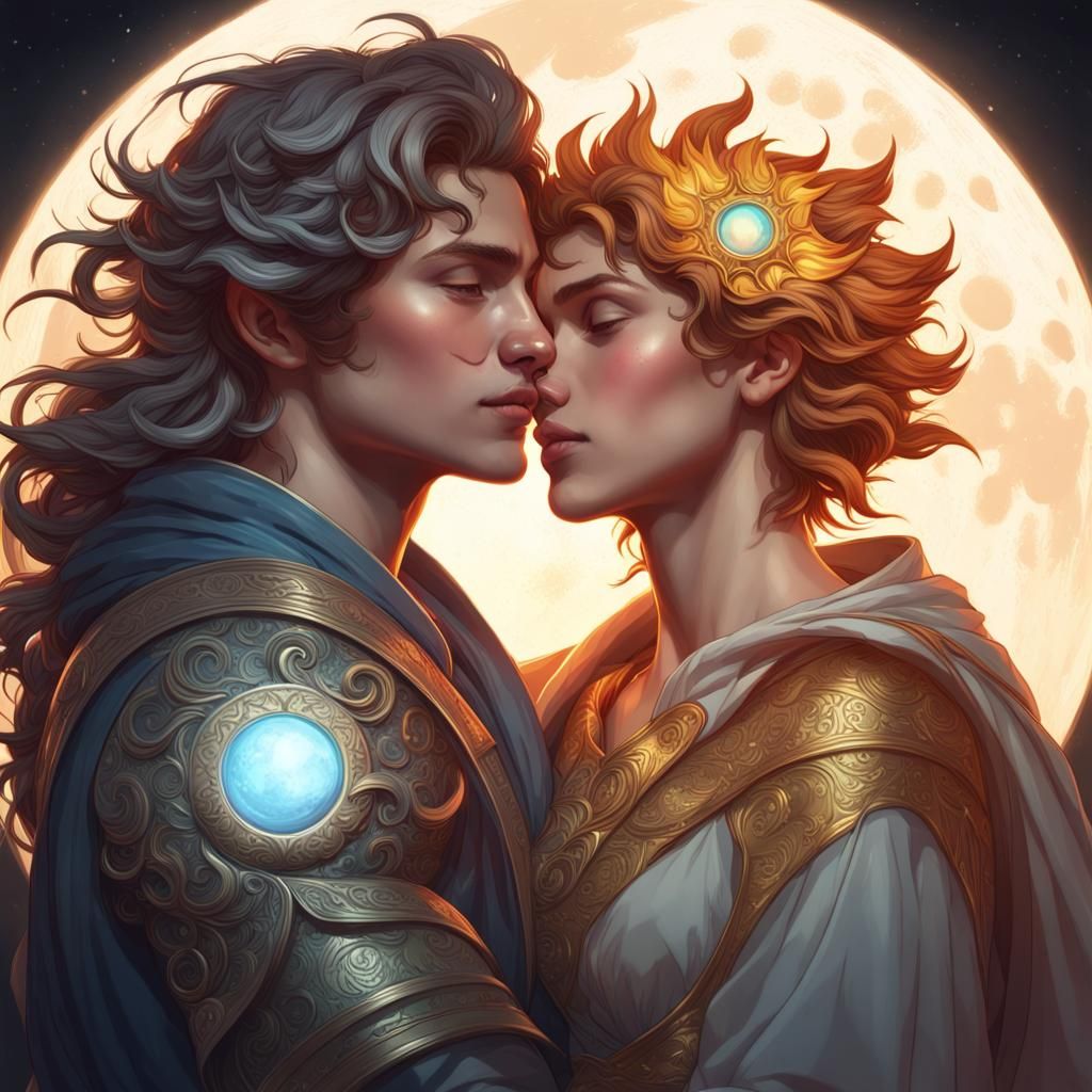 Sun and Moon in Love: Hyperdetailed Portrait