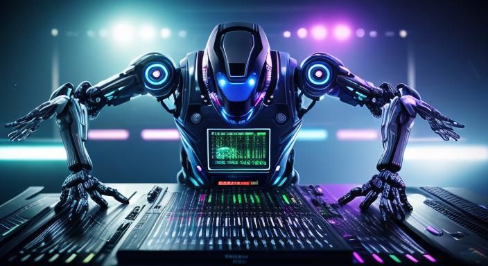 Futuristic AI Music Robot in Hyperreal Photo