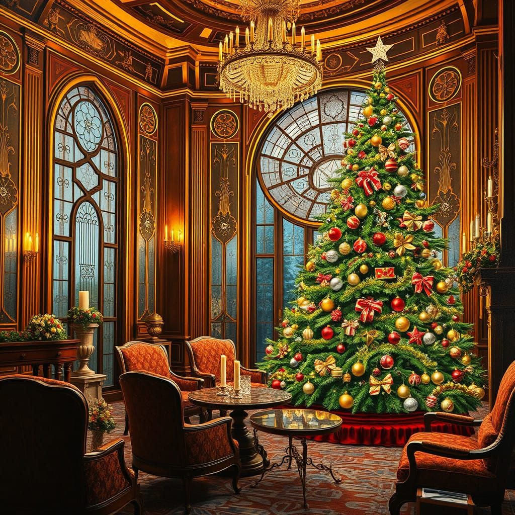 Christmas Tree in Opulent Art Deco Setting