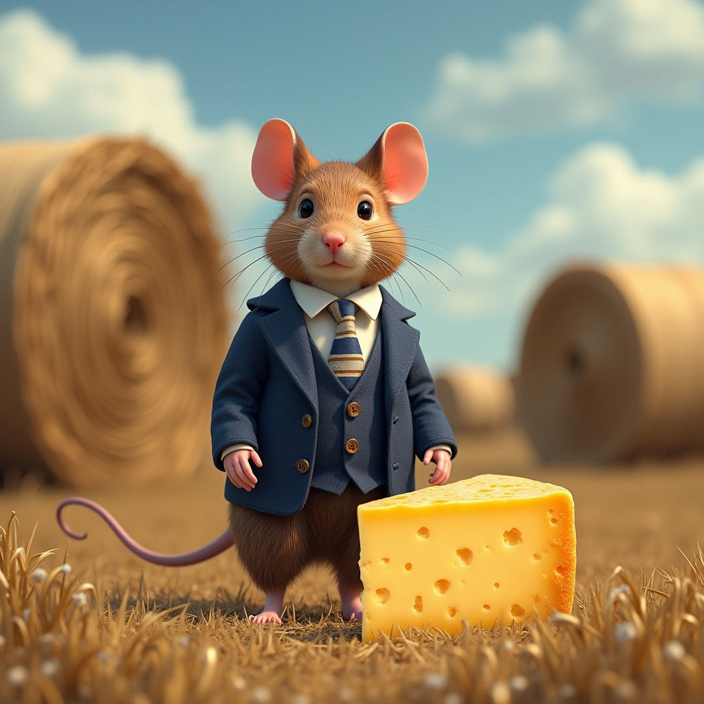 Debonair Mouse in Navy Suit by Swiss Cheese