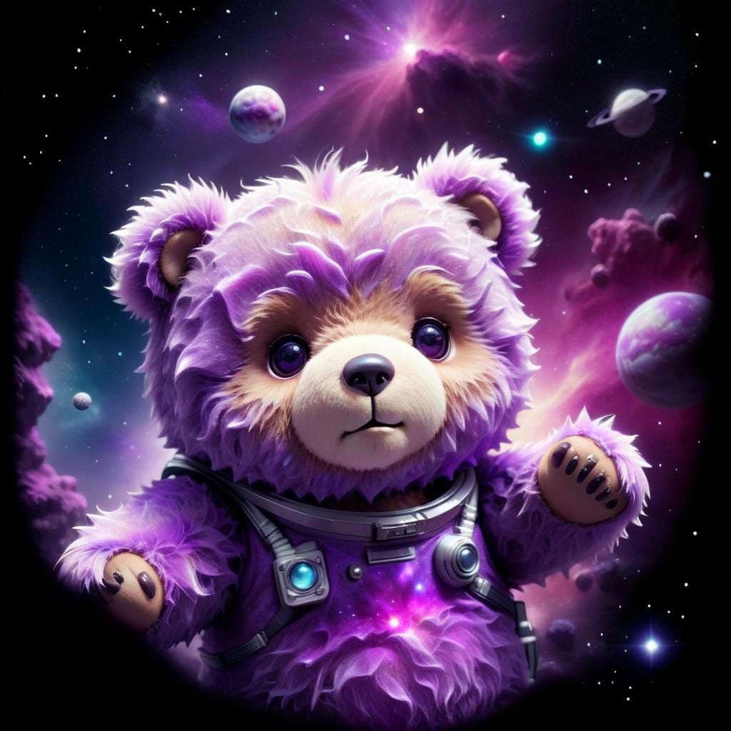 Cute Teddy Bear's Outer Space Adventure