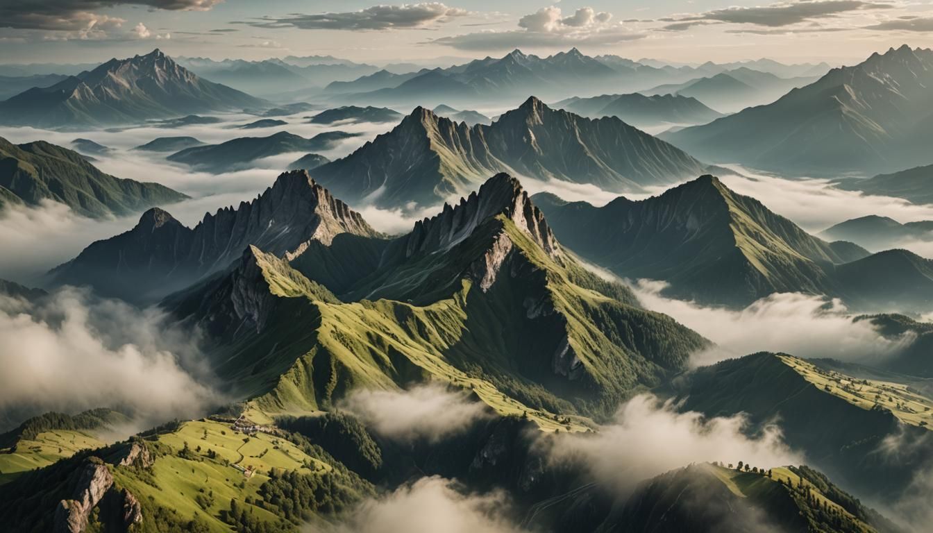 Epic Mountain Landscape with Ethereal Light